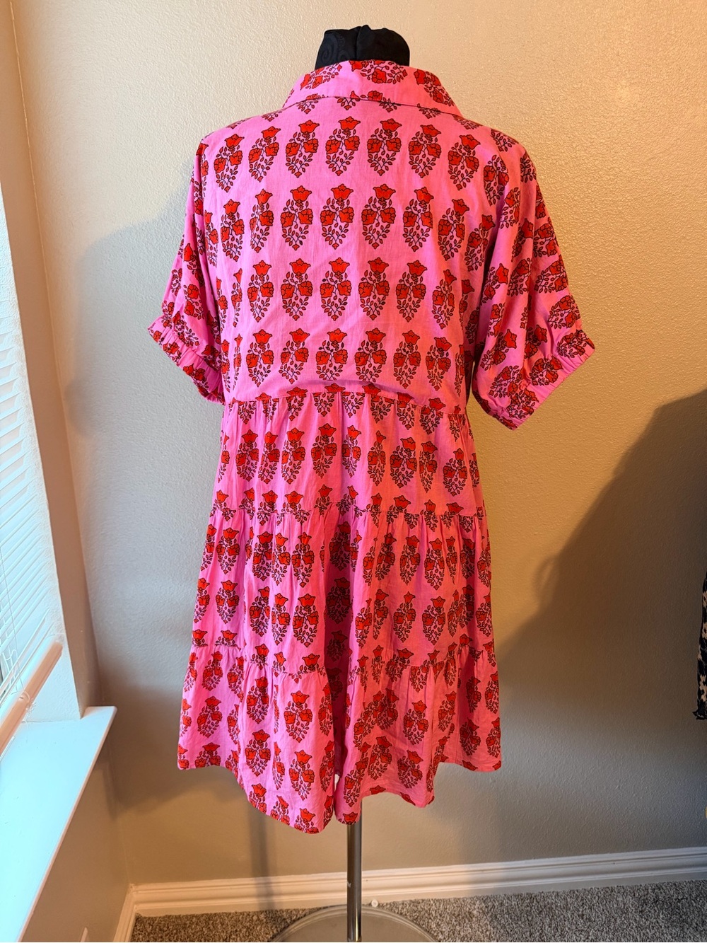 THML Pink Floral Tiered Shirt Dress size XL - Picture 7 of 9